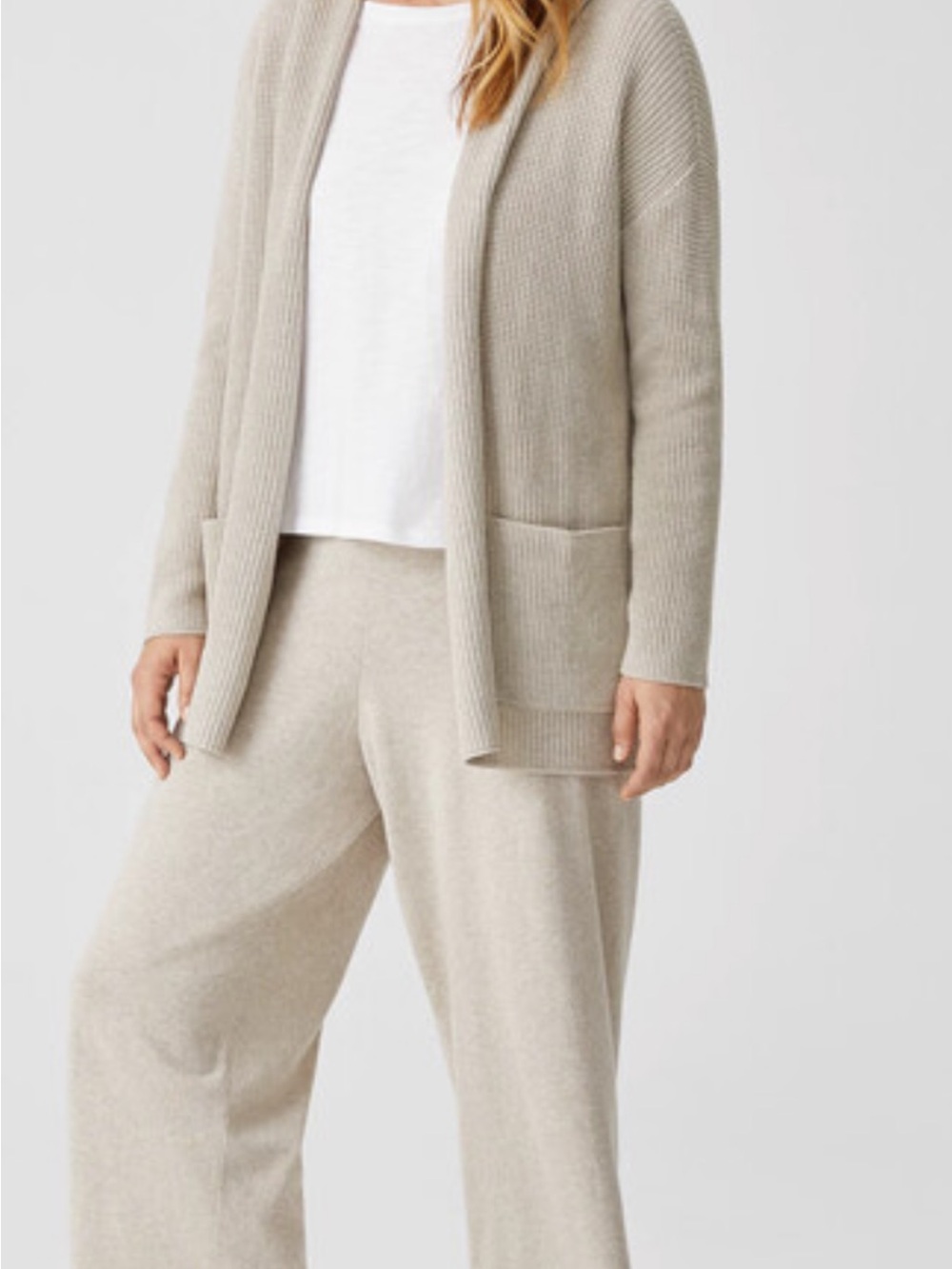 Eileen Fisher Hooded Open-Front Peruvian Organic  Cotton  Cardigan. Large   NWT